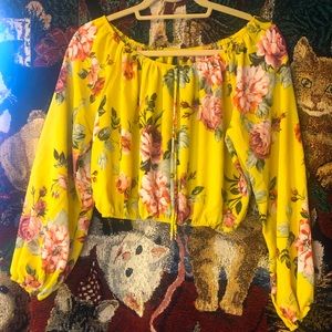 Yellow floral crop top